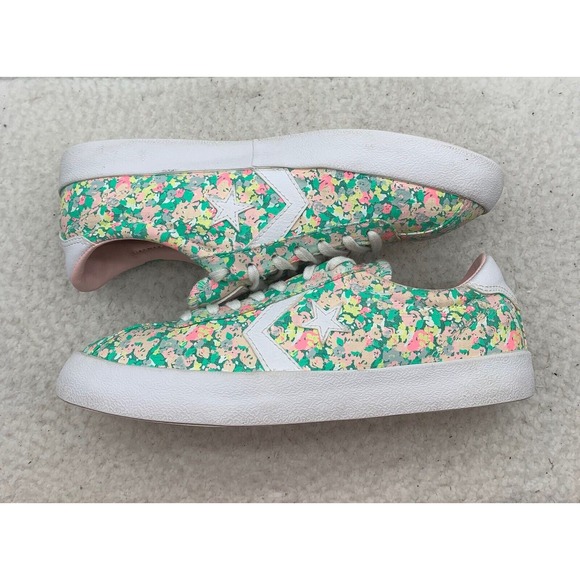 Converse Low Top Sneakers Womens 9 Green Pink Floral Colorful Shoes 555951C - Picture 6 of 10